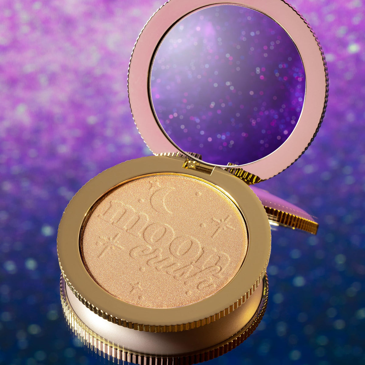 Too Faced Moon Crush Highlighter offers fresh apple scent during routine.