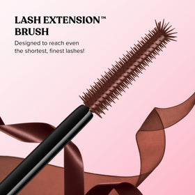 Too Faced Ribbon Wrap Mascara uses deep black formula for rich lash color.