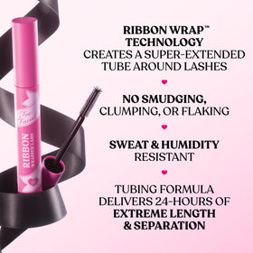 Too Faced Ribbon Wrapped Lash Tubing Mascara close-up wand showing tubing formula.