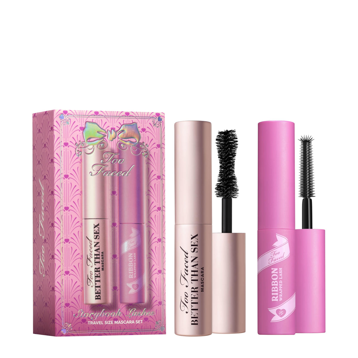 Too Faced Storybook Lashes travel size Better Than Sex Mascara for bold volume.