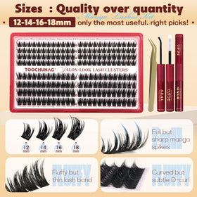 TOOCHUNAG anime lashes 12-18mm clusters enable versatile eye looks.