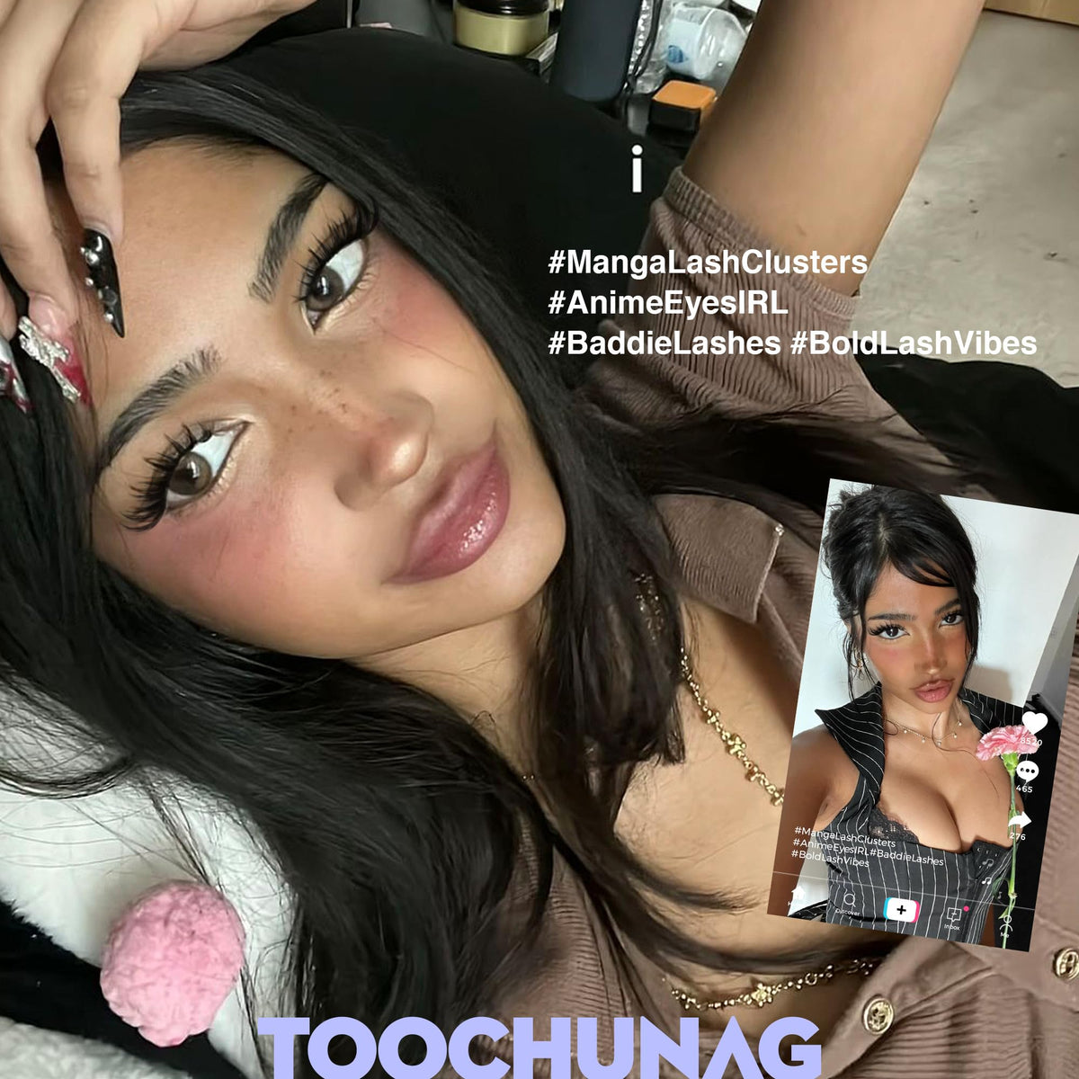 TOOCHUNAG Bottom lashes 8mm clusters for a balanced daily-eye finish.