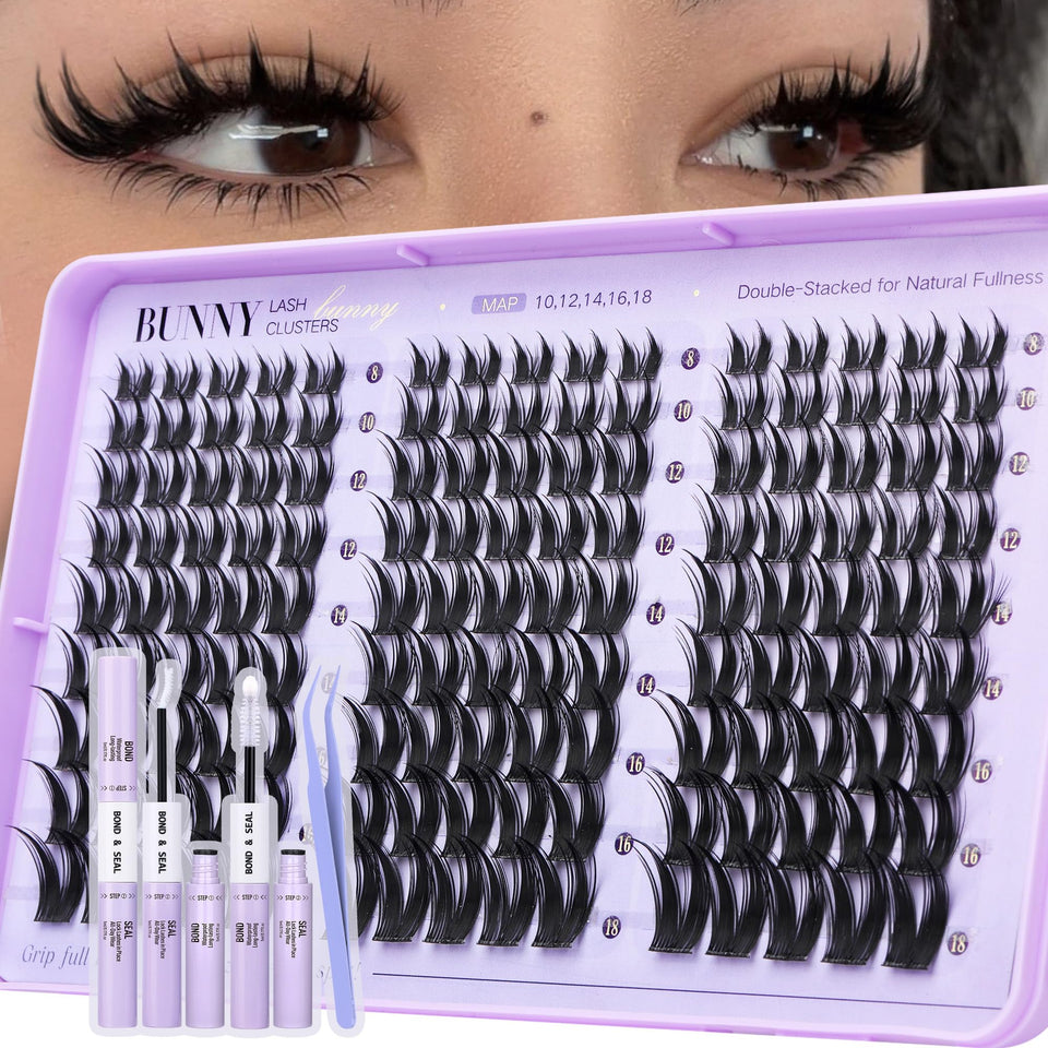 TOOCHUNAG Bunny Lash Clusters Kit 8-18mm for versatile manga lash looks and easy application.