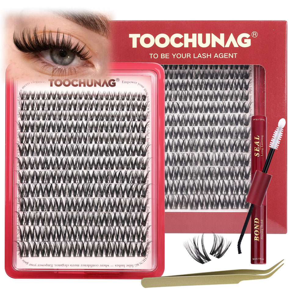 TOOCHUNAG Flora Lash Clusters Kit with varied lengths for customizable looks.