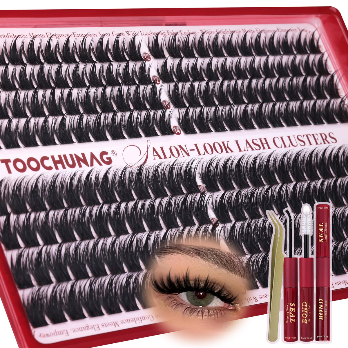 TOOCHUNAG lash clusters kit 192pcs for at-home anime lash looks.