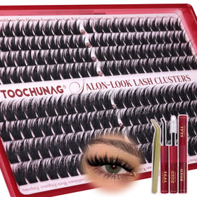 TOOCHUNAG lash clusters kit 192pcs for at-home anime lash looks.