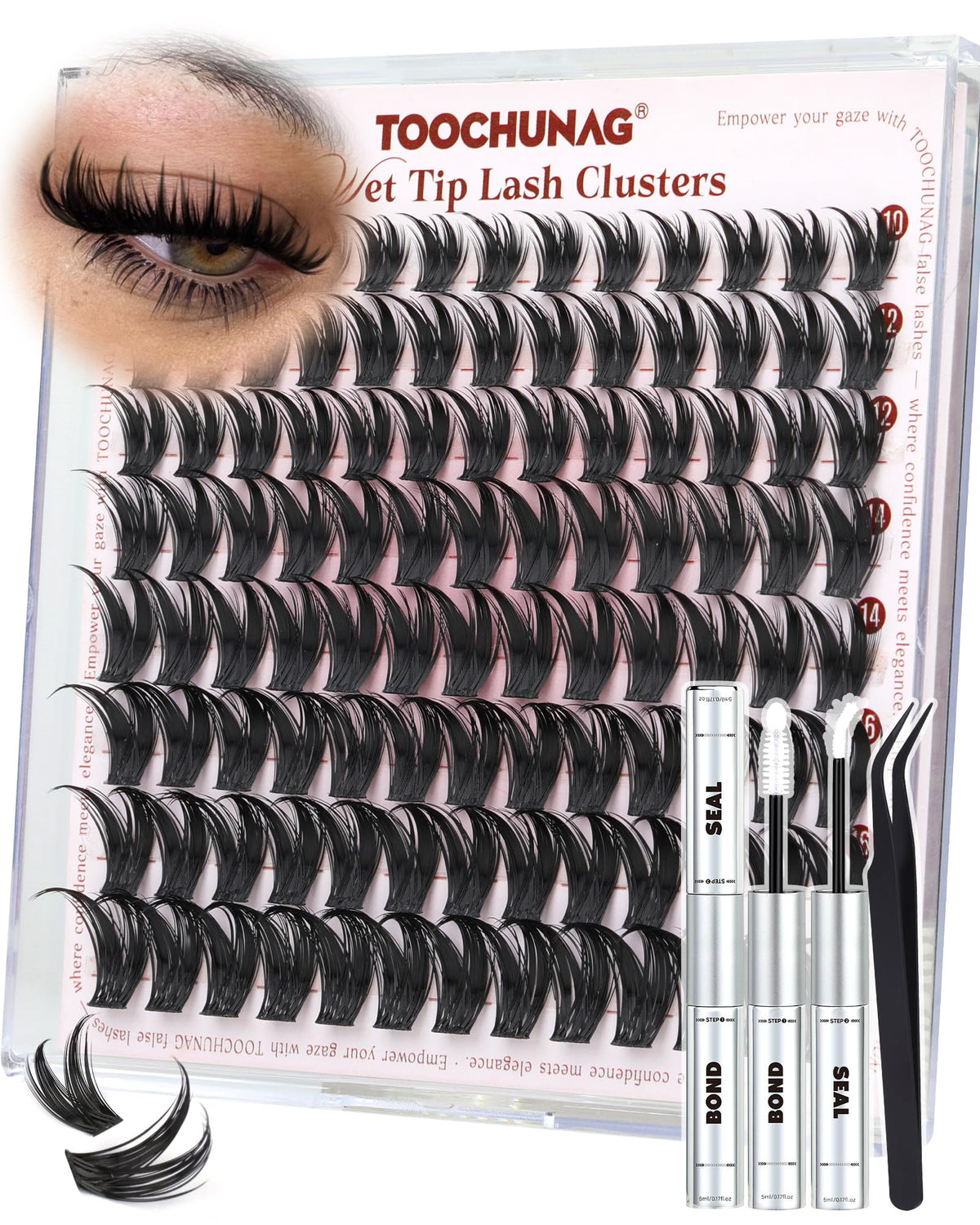 TOOCHUNAG Model wearing flared lashes illustrates bold daily wear.