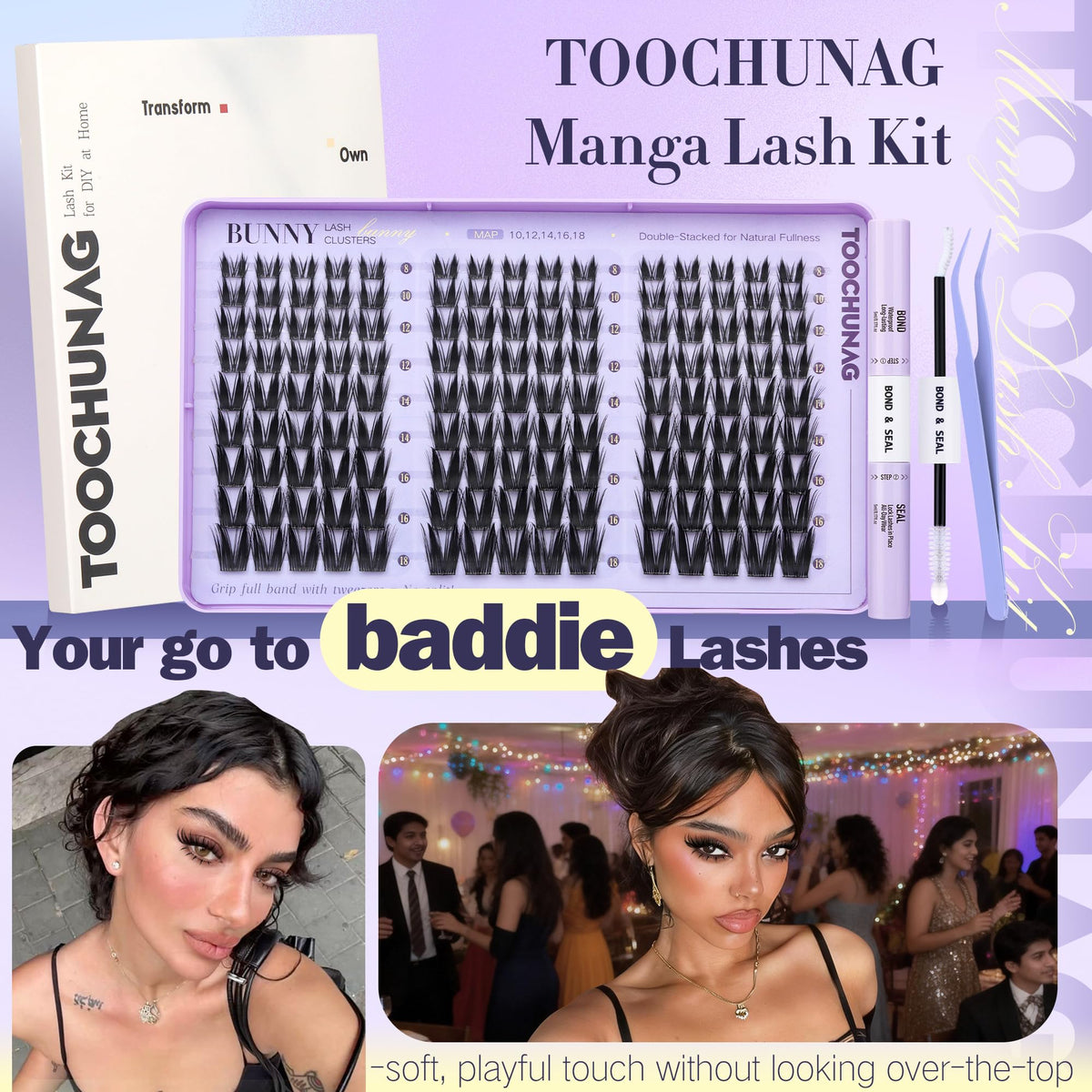 TOOCHUNAG Precision tweezers for precise placement and clean lash separation.