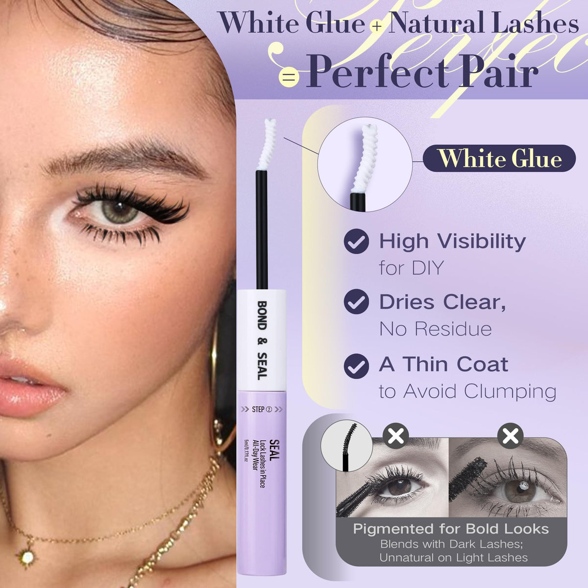 TOOCHUNAG Strong-hold glue ensures secure bunny lashes with natural finish.