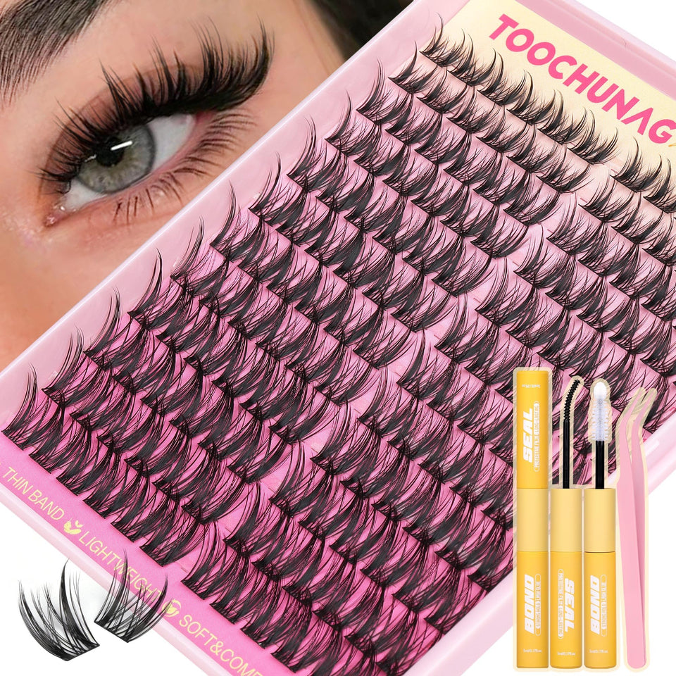 TOOCHUNAG manga lash clusters kit 8-14mm for bold anime eyes and beginner-friendly use.