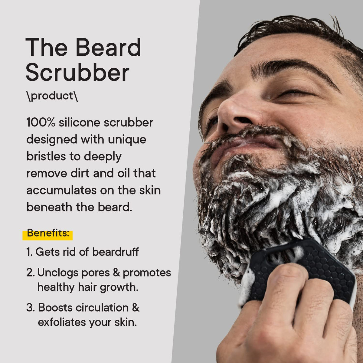 TOOLETRIES Face exfoliation bristles for refreshed skin beneath the beard.