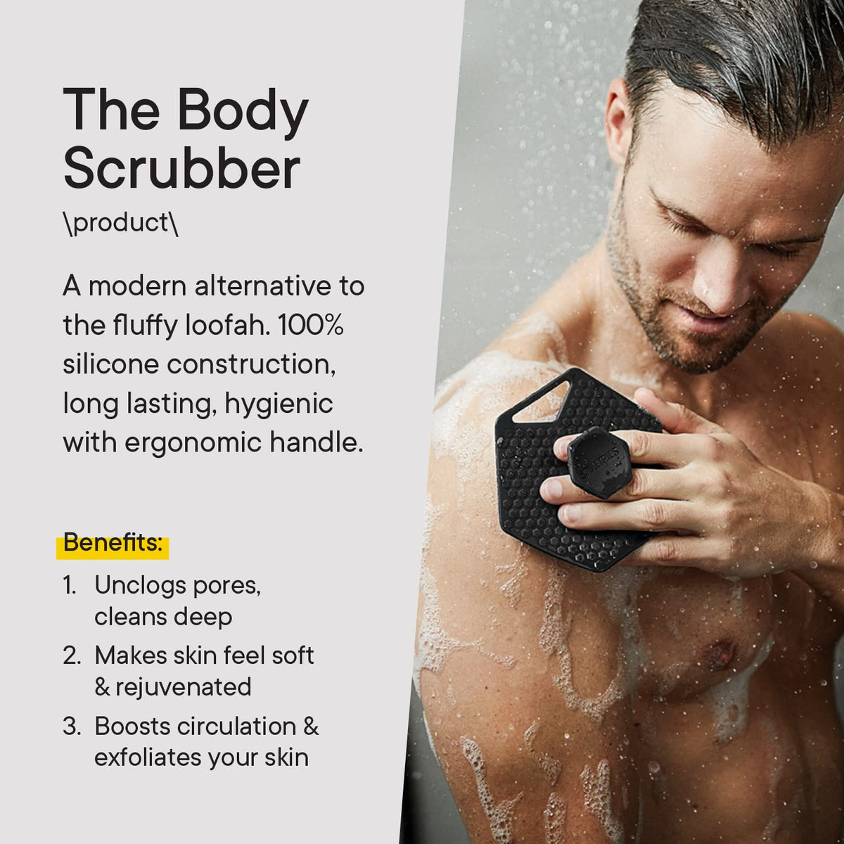 TOOLETRIES face scrubber for gentle cleansing and compact storage.