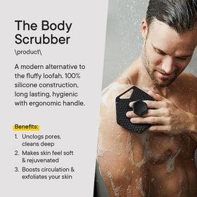 TOOLETRIES face scrubber for gentle cleansing and compact storage.