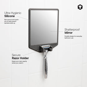 TOOLETRIES razor cradle holds blades safely during shower routines.