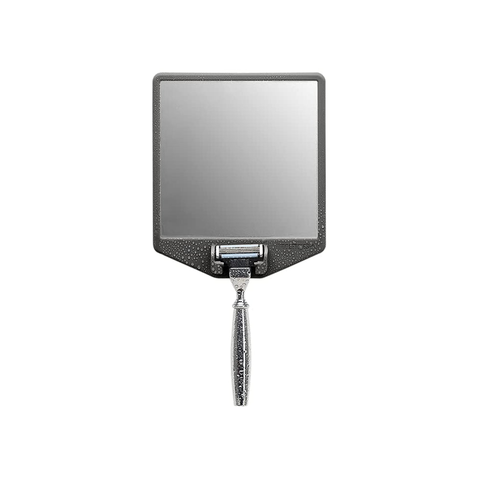TOOLETRIES Joseph shower mirror charcoal offers secure mounting for convenient shaving.