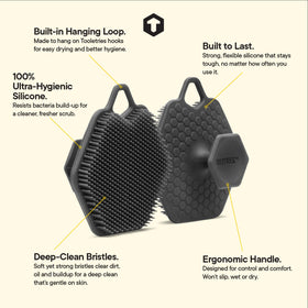 TOOLETRIES Men’s Face Scrubber 2.0 quick-dry design displayed with no soggy residue