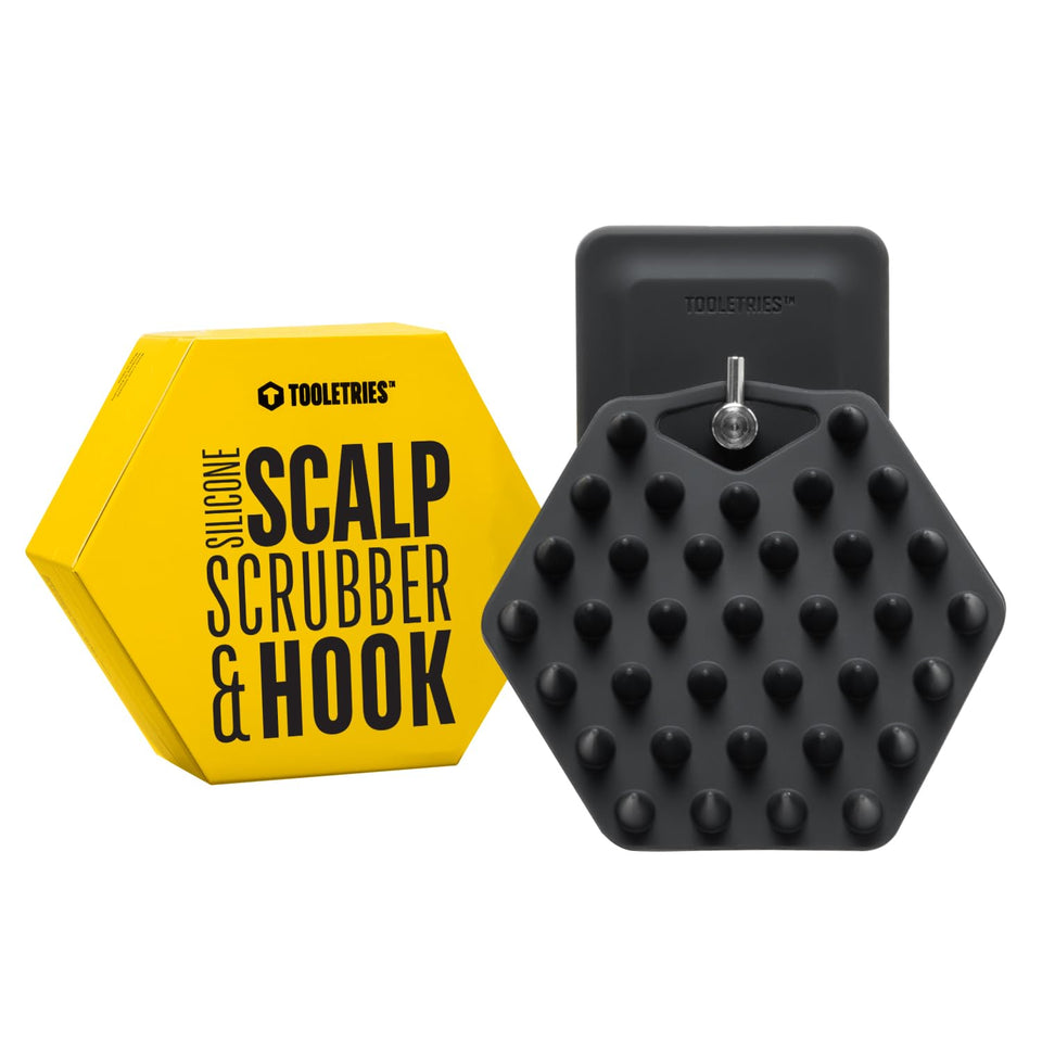 TOOLETRIES Scalp Scrubber close-up of silicone bristles for gentle exfoliation and scalp stimulation.