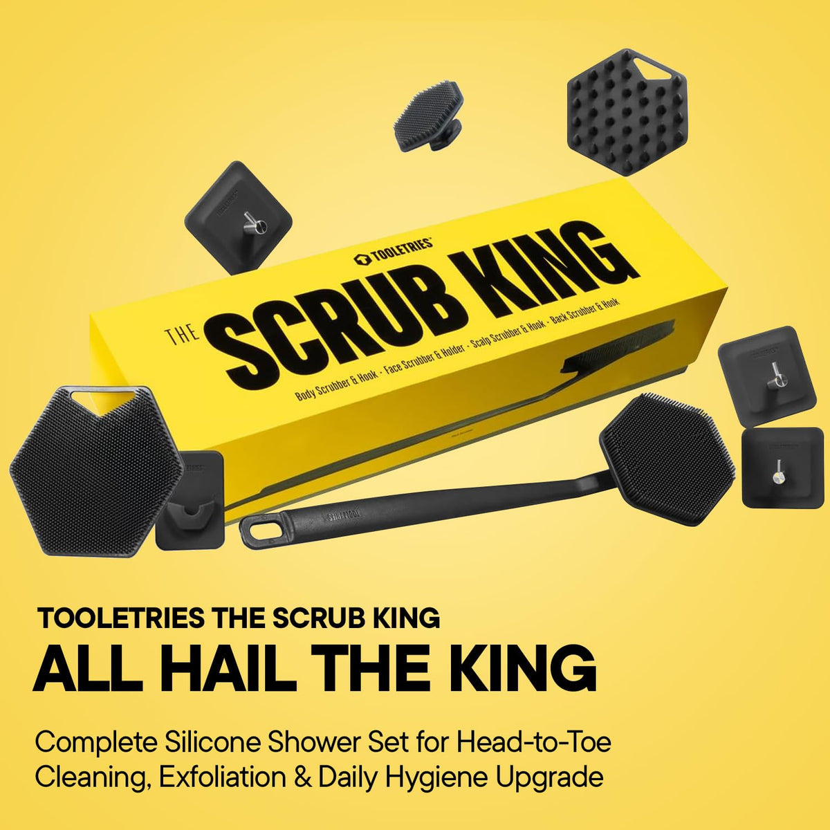 TOOLETRIES Scrub King body scrubber 2.0 delivers exfoliation and circulation boost.