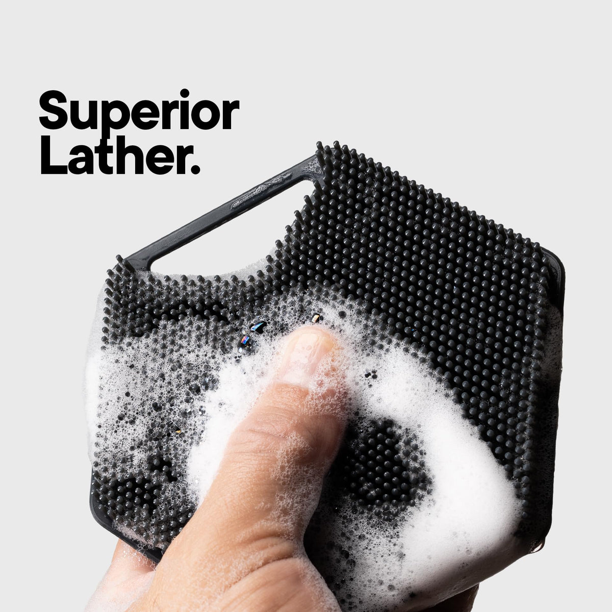 TOOLETRIES Silicone Scrubber emphasizes durability and hygienic cleansing surface.