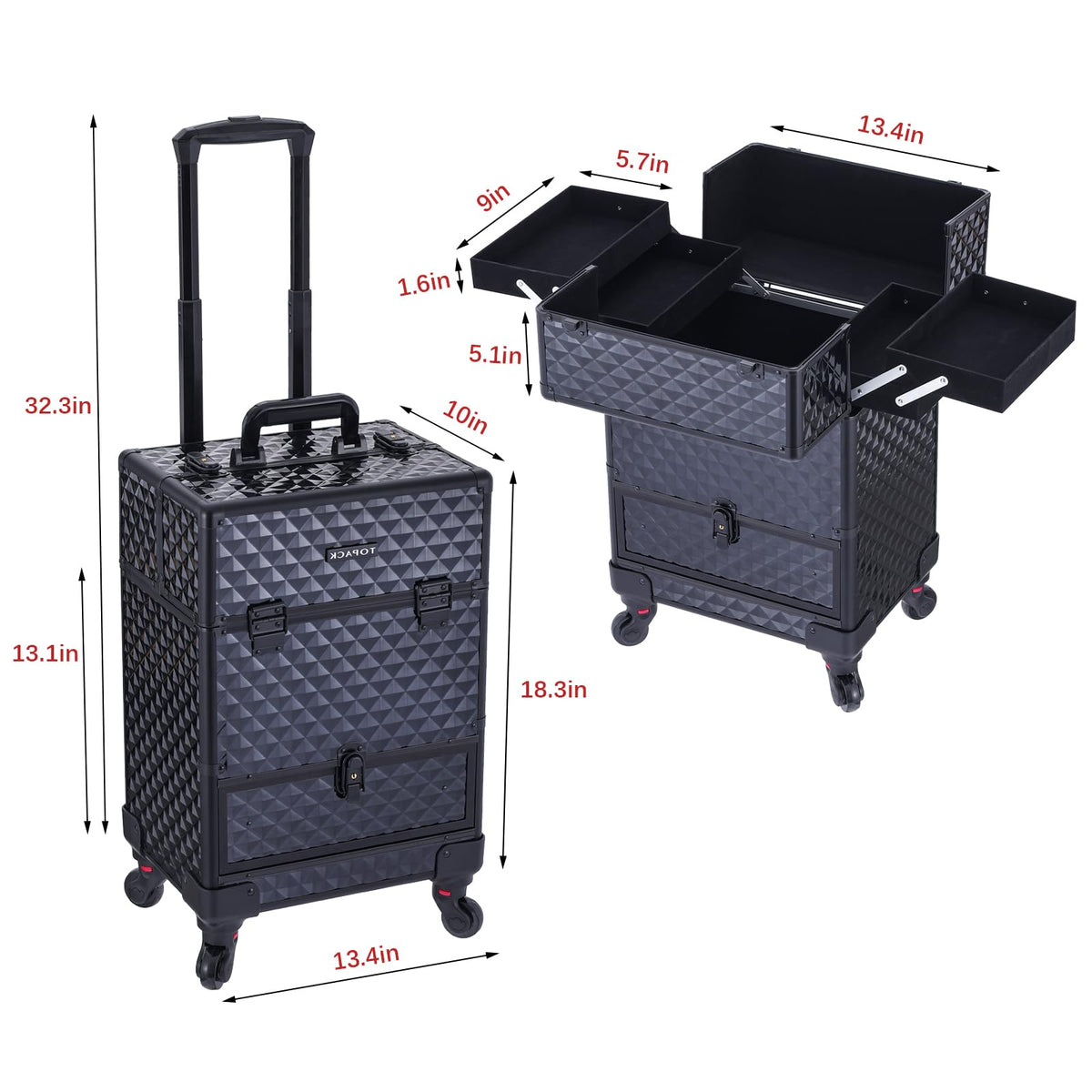 TOPACK aluminum frame and durable shell for lasting protection.