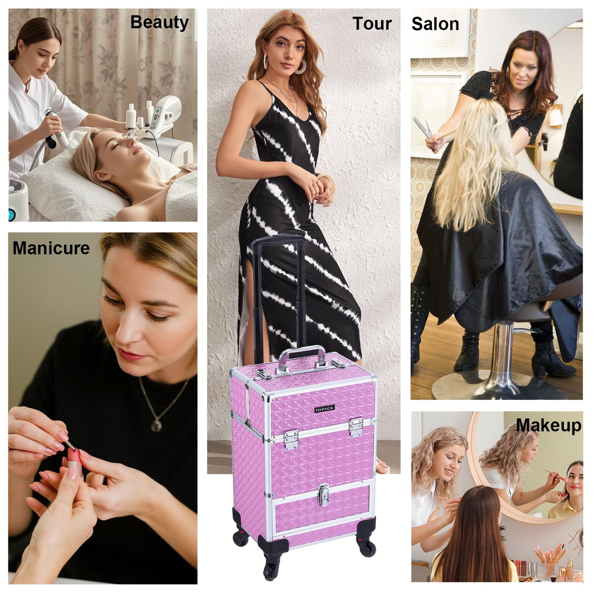 TopPack makeup train case with drawers demonstrates organized storage for pros.