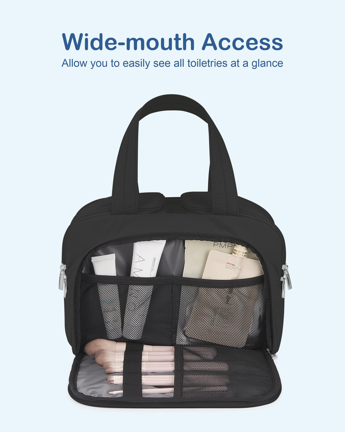 TopDesign bag in black demonstrates leak-proof design with bottle straps.