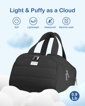 TopDesign travel toiletry bag black opened flat 180-degree view for quick access.