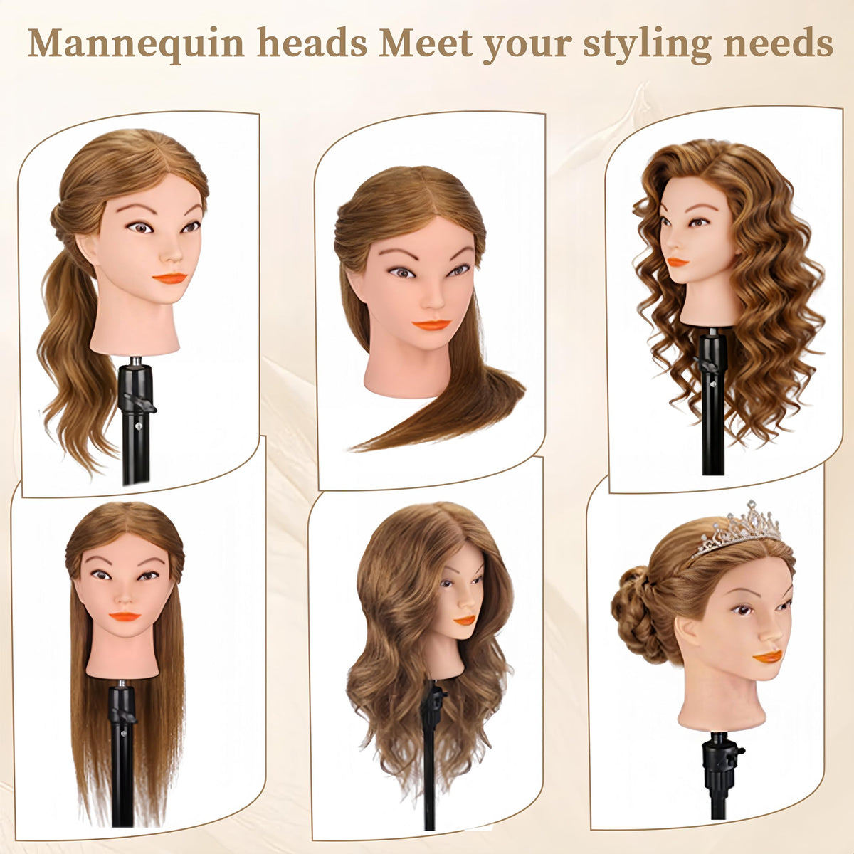 TopDirect brown real hair mannequin head with detailed texture for realistic coloring
