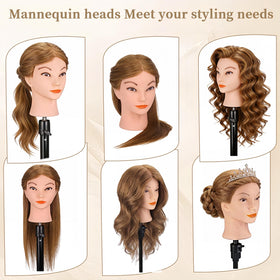 TopDirect brown real hair mannequin head with detailed texture for realistic coloring