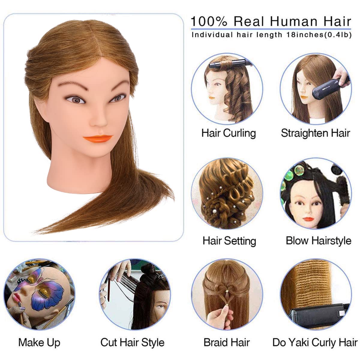 TopDirect mannequin head ready for curling, straightening, and dyeing tests