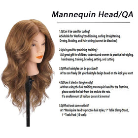 TopDirect real hair mannequin head suited for washing and conditioning experiments