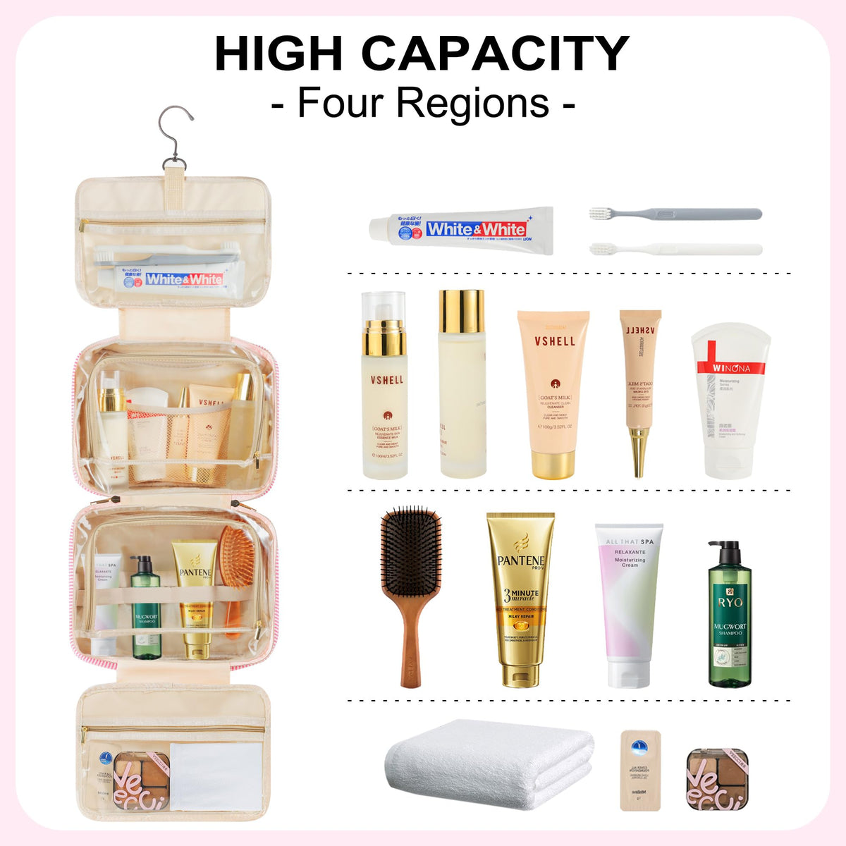 TOPEAST Travel Toiletry Bag lightweight exterior reduces carrying bulk