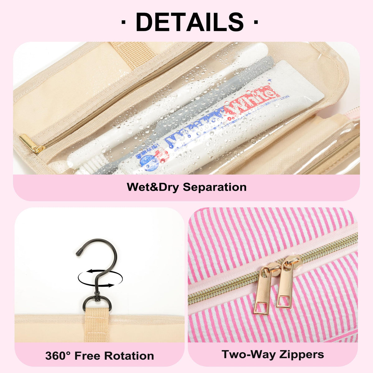 TOPEAST Travel Toiletry Bag initial patch adds a personalized stylish touch