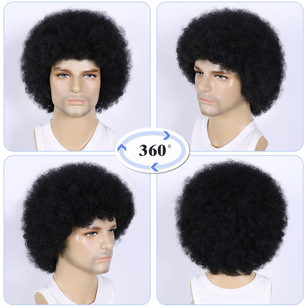 TOPHR Afro wig close-up fiber detail showcases heat resistant fibers with natural look.