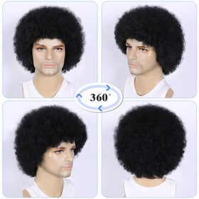 TOPHR Afro wig close-up fiber detail showcases heat resistant fibers with natural look.