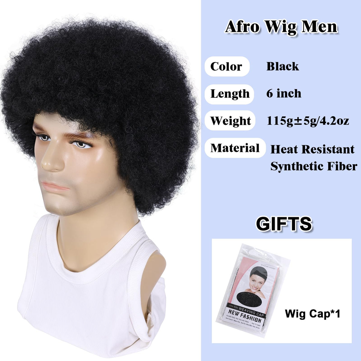 TOPHR Afro wig side view highlights comfortable fit for daily wear and events.