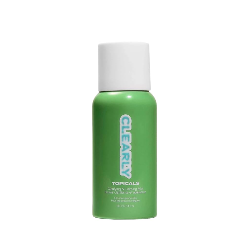 Topicals Clearly Acne Mist bottle ready for daily use to calm redness.