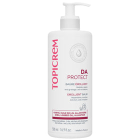 Topicrem Atopic Skin AD Emollient Balm 500ml bottle front, providing gentle hydration for sensitive skin.