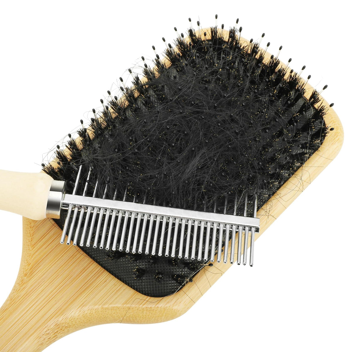 Topisces wide-tooth side for detangling large clumps quickly