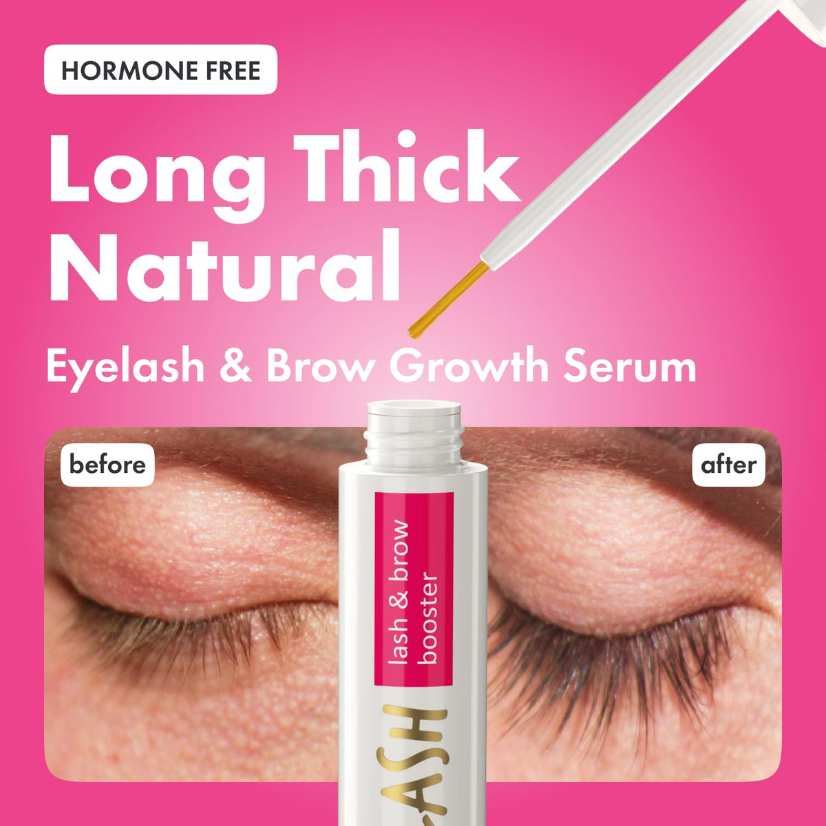 Toplash eyelash growth serum packaging and label emphasize natural, cruelty-free ingredients.