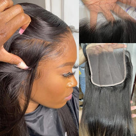 Topnormantic 6x6 lace closure with transparent lace blends seamlessly for a natural look.