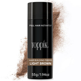 TOPPIK hair fibers light brown blend seamlessly for a fuller look.