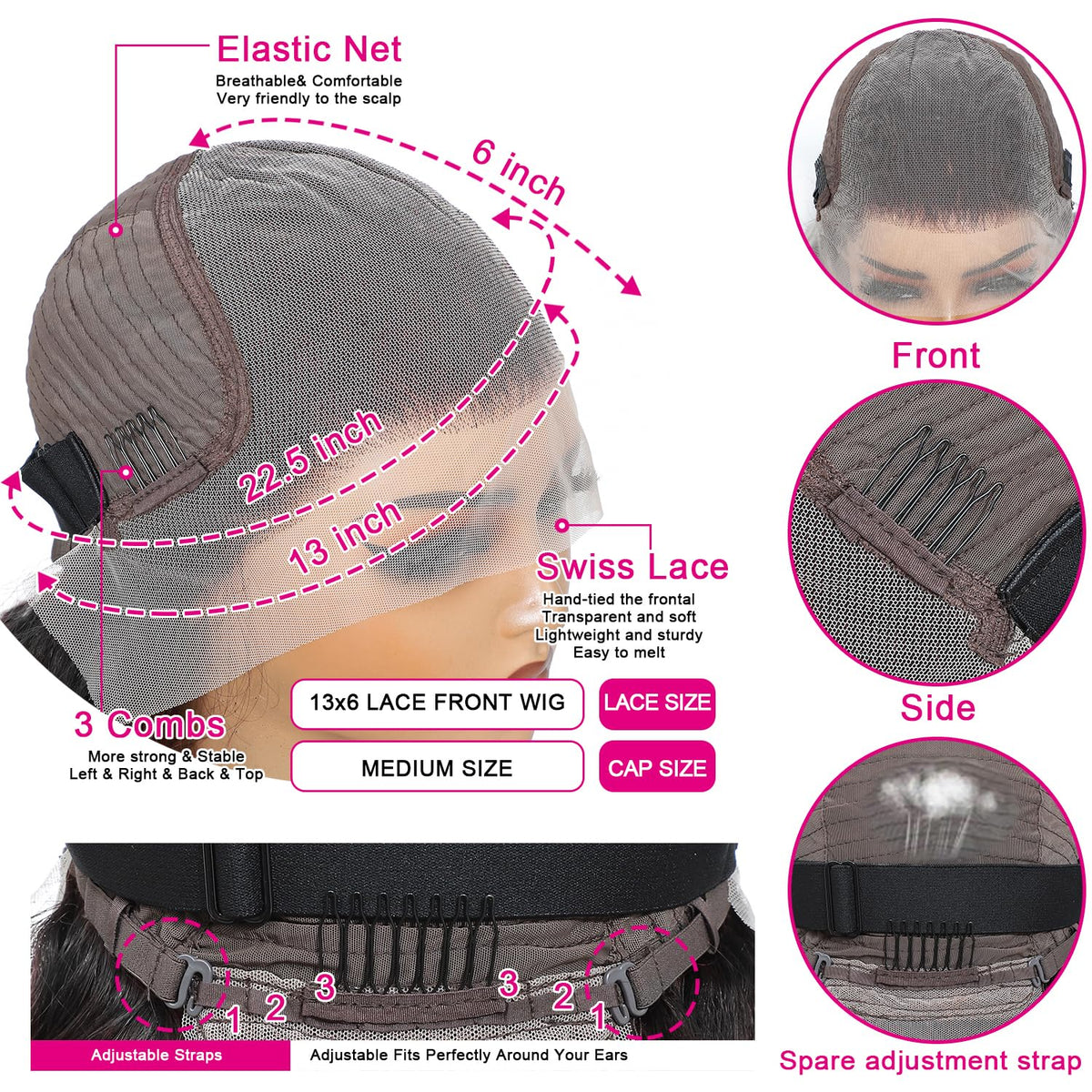 TopSilky three-comb inner with adjustable straps for a customized fit.