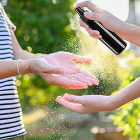 UV-shielding black bottles help preserve sensitive liquids.