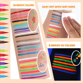 Torbers matte markers provide bold, even coverage for dramatic body art