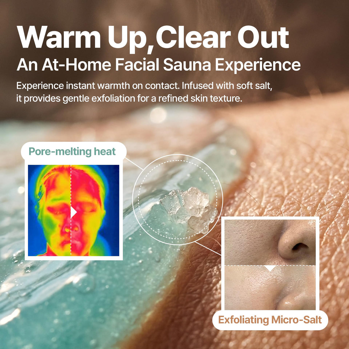 Torhop Saunan mask in shower highlighting in-shower spa routine.