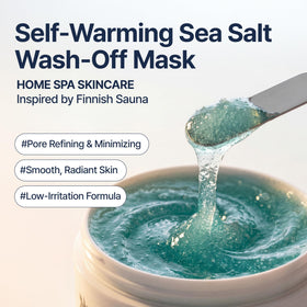 Torhop Saunan mask texture close-up showing salt particles for pore purification.