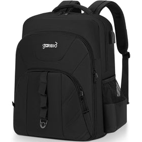 TORIBIO barber bag backpack front view shows the spacious main compartment for tools and a 15-inch laptop.
