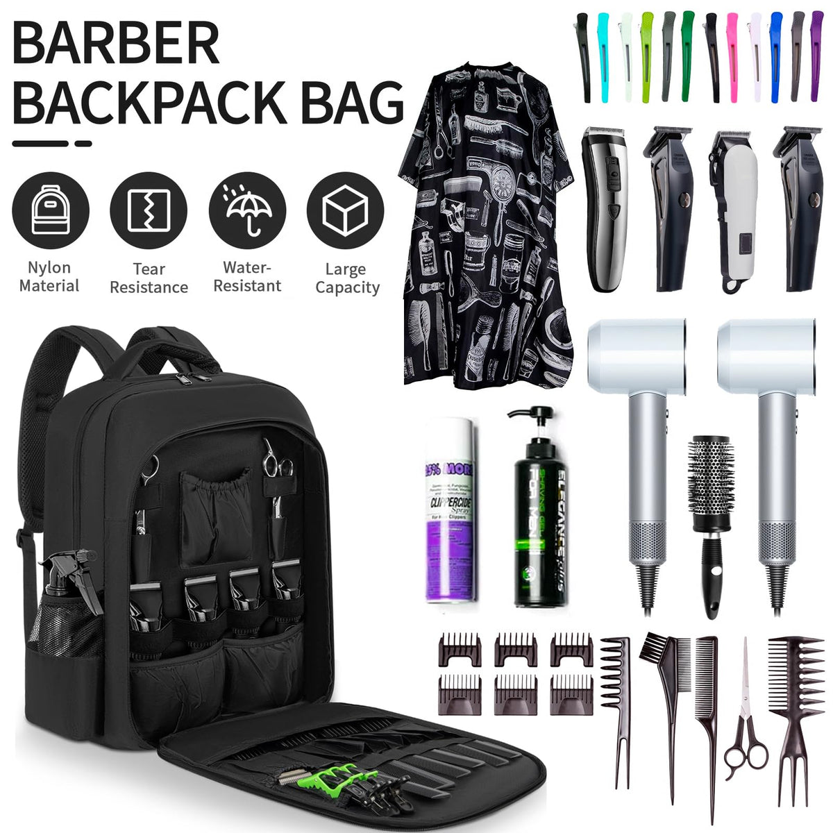TORIBIO barber bag backpack back padding and pearl cotton strap cushioning for comfort.