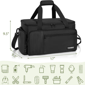 Toribio barber bag shoulder strap adjusted for easy transport.